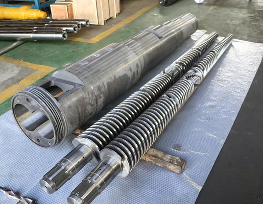 Bimetallic Conical Double Barrel และ Screw สำหรับเครื่องอัดรีดพลาสติก PVC