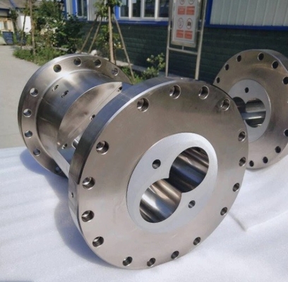 80/156 สกรูคู่ Bimetallic Conical Screw และ Barrel Twin Screw Extruder Parts
