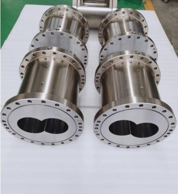 80/156 สกรูคู่ Bimetallic Conical Screw และ Barrel Twin Screw Extruder Parts