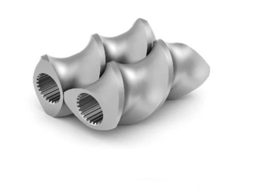 ชิ้นส่วนอะไหล่เครื่องอัดรีดยาง Bimetallic Double Screw Barrel สำหรับฟิลเลอร์พลาสติก