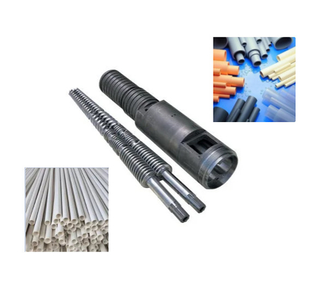 กระบอกสกรูคู่ทรงกรวยสำหรับเครื่องอัดรีดท่อ PVC 80/156 65/132 55/110 50/105