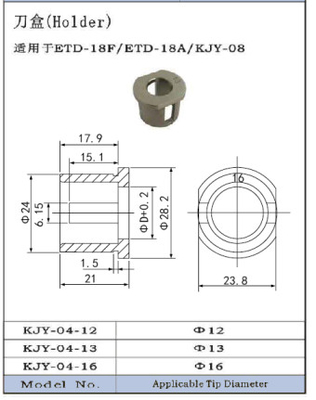 ที่ยึดใบมีดเครื่องแต่งตัวปลายลม KJY-04-12 KJY-04-13 KJY-04-16 หรือ 13D และ 16D