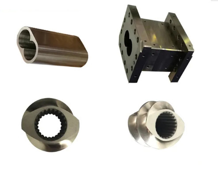สารสกัด Bimetallic PE Sheet Screw And Barrel สําหรับเครื่องยนต์พลาสติก Twin Screw Extruder Machine Segment Barrels