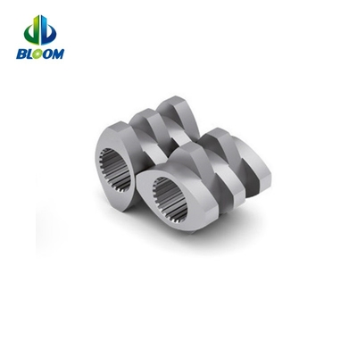สกรูสกรูสองสกรูที่หมุนไปพร้อมกัน พลาสติก Extruder สกรูสกรูเหล็กไนเคิลสําหรับการผลิต PEEK