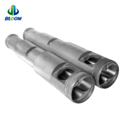 กระบอกสกรูคู่แบบกรวยสองโลหะผสมความแม่นยำสูงสำหรับการอัดขึ้นรูปพลาสติกและยาง