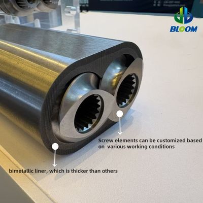 ชิ้นส่วนเครื่องอัดรีด สกรู ส่วนของกระบอกและปลอกสำหรับผสมสารเรซินพลาสติก, การผสมสารและการทำเป็นเม็ดด้วยสารหน่วงไฟปราศจากฮาโลเจน