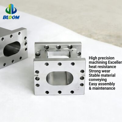 สกรูและถัง extruder Bimetallic Nickel Alloy ที่มีความทนทานต่อการเสื่อมและความอดทนต่ออุณหภูมิสูงสําหรับ PP Pet PVC ABS Plastic Extruder