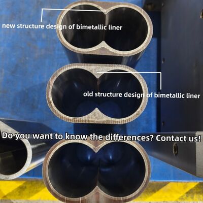 ผนังกระบอกกระบอกสกรูคู่ที่มีประสิทธิภาพสูงที่มีความแข็งแรง HRC≥57 และผนังเหล็กไนเคิลสําหรับความทนทานต่ออุณหภูมิ 600 °C