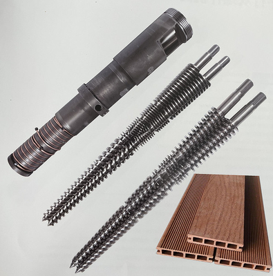 X800 Nitride Conical Twin Extruder Barrel เพื่อแปรรูป PVC PP PE LDPE HDPE PLA ABS