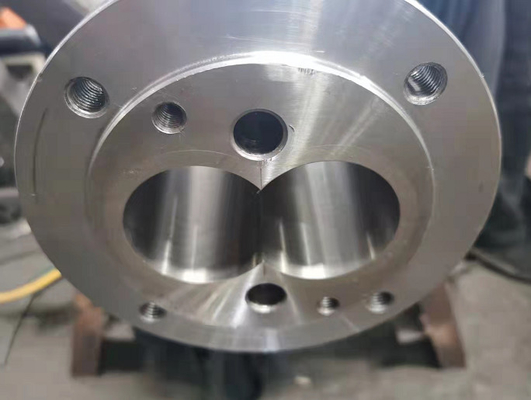 X800 Nitride Conical Twin Extruder Barrel เพื่อแปรรูป PVC PP PE LDPE HDPE PLA ABS